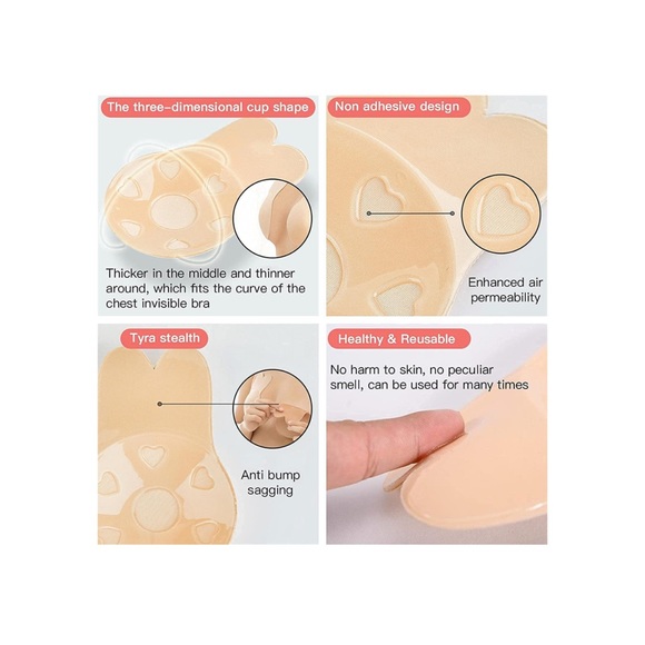 2 Pairs Sticky Bra Adhesive Invisible Bra, Strapless Backless Reusable - Picture 9 of 10